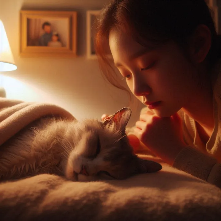 고양이 발작 사망 걱정하는 보호자 모습