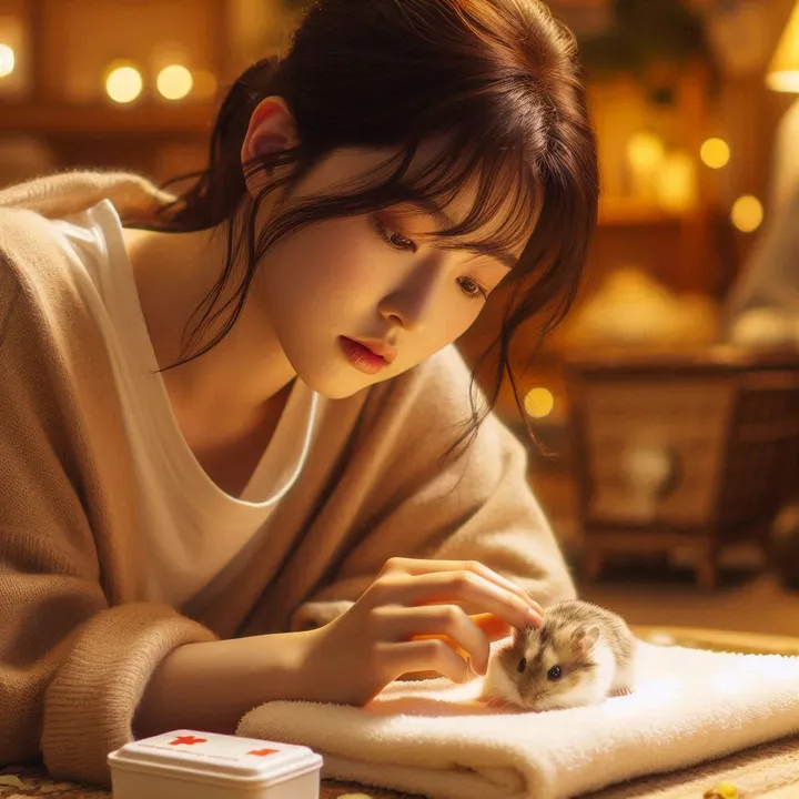 죽은 햄스터 살리고자 하는 보호자 모습