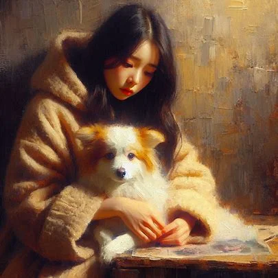 강아지 끌어안는 보호자 모습